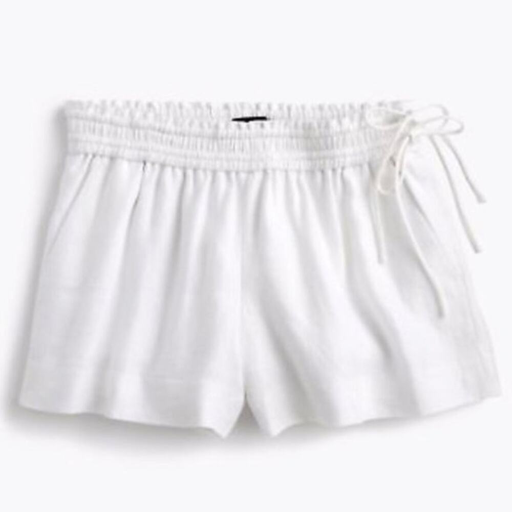 J Crew 100% Linen Side Tie Pull On Hi-Rise Shorts G4710 White XS